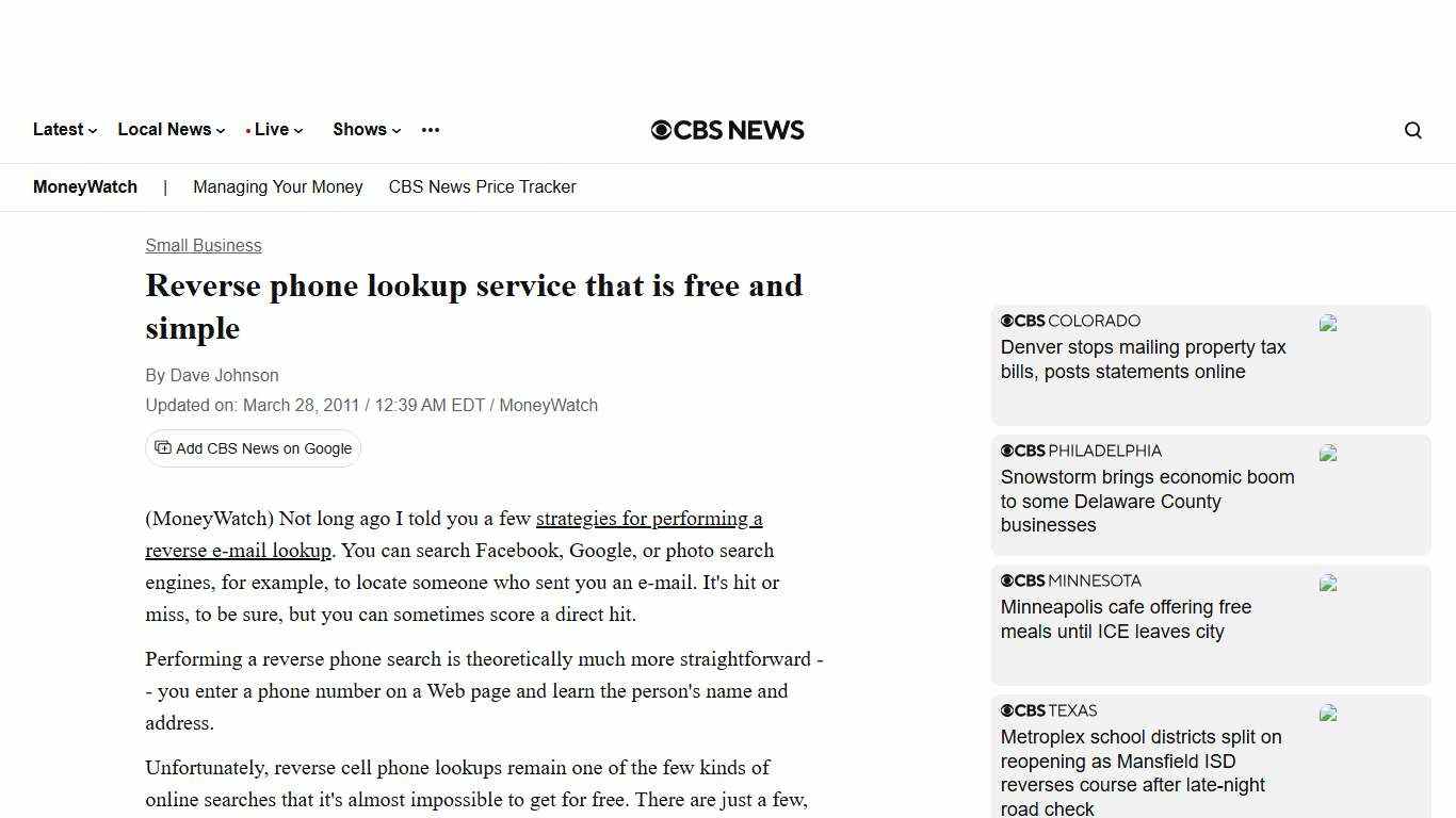 Reverse phone lookup service that is free and simple - CBS News